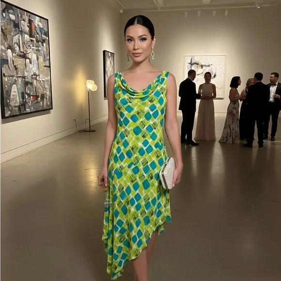 BCBGMaxAzria Vibrant Green and Teal Dress - Picture 1 of 7